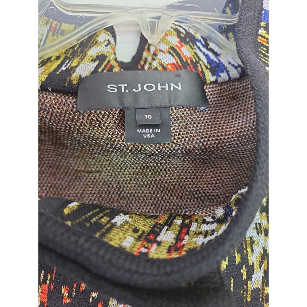 St John Size 10 Jacket/cardigan Art To Wear Abstract 1 Button Closure 3/4 Sleeve - Picture 3 of 7